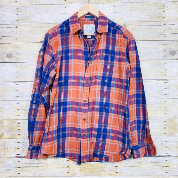 St. John's Bay Other - St. John’s Bay Plaid Shirt Orange Blue Yellow